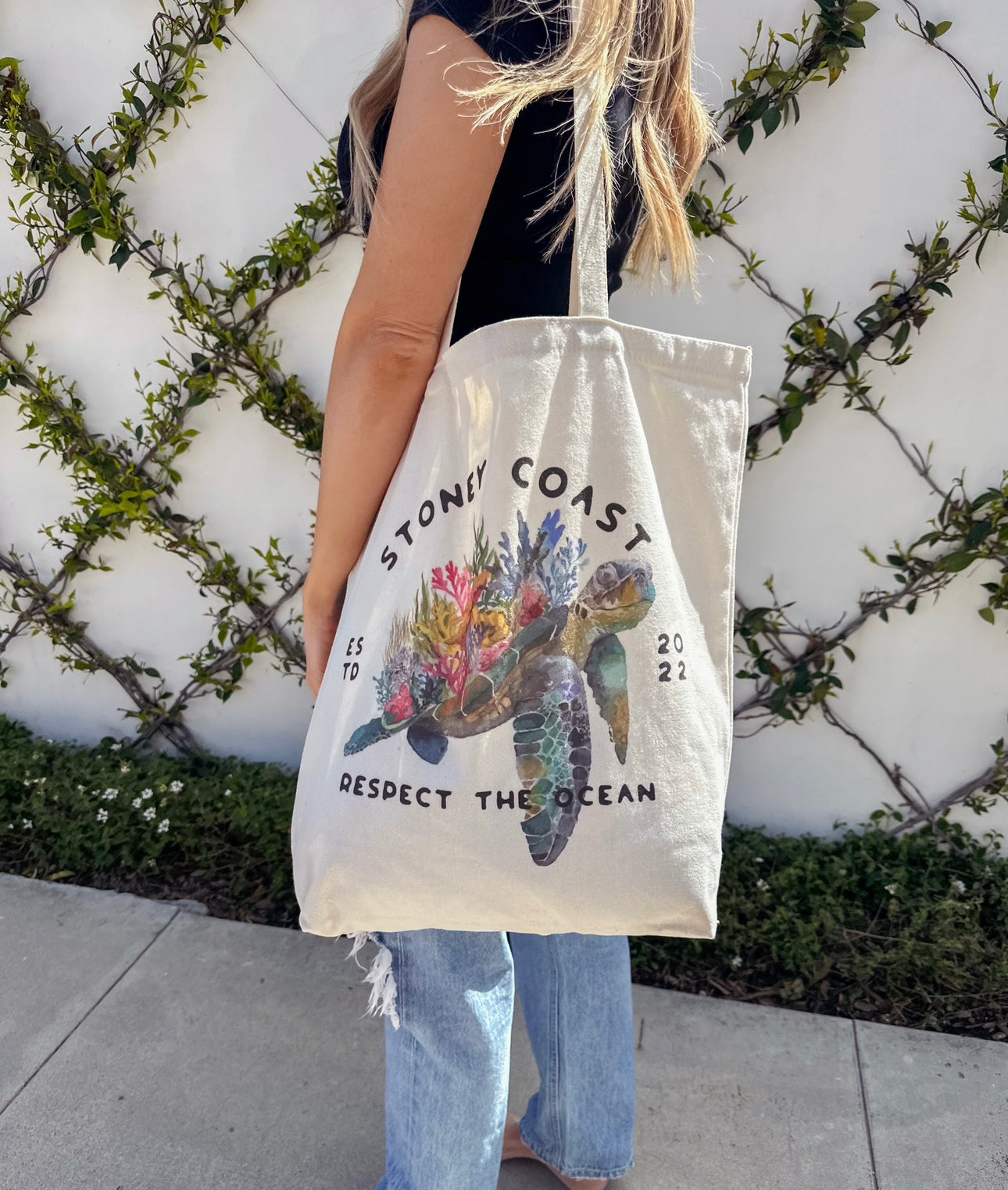 Oversized Canvas Beach Bag (Sea Turtle)